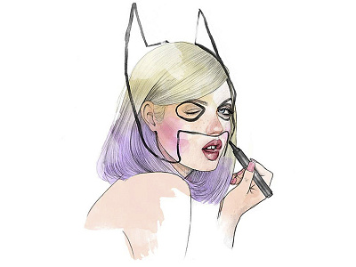 Wink art batman beautiful beauty draw drawing fashion girl illustration pencil style watercolor woman young