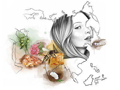 Women's Health - Asia art beautiful beauty draw drawing fashion flowers food girl illustration illustrator pencil style watercolor woman