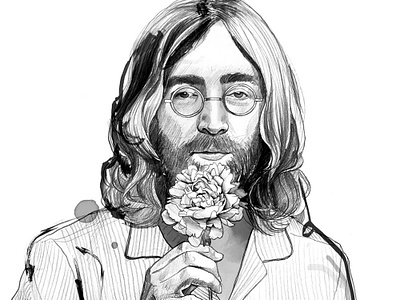 John Lennon art draw drawing face illustration ink lennon man pencil portrait