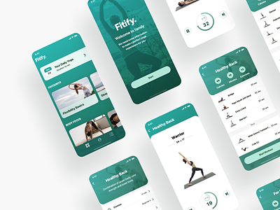 Fitify Yoga app app fitify healthy healthyapp interface ios iosapp layout light theme product design simple ui ux yoga yogaapp