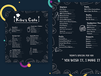 Cafe menu branding design flat food logo menu card menu design typography vector