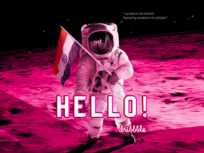 Hello dribbble astronaut composition hello illustration planet uiux