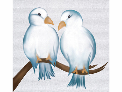 les oiseaux bleus artwork design digitalart illustration postcard