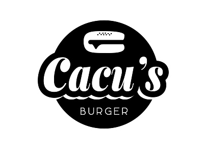 Cacu's Burger Logo black white branding burger logo design food icon illustration logo logotype design minimal restaurant restaurant branding symbol typography vector