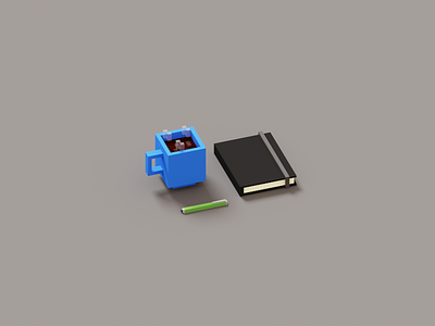 A Notetaker's Inventory coffee cup isometric magica voxel pen sketchbook voxel