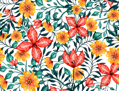Bold and Beautiful Floral Pattern design digital illustration digital painting flower flower illustration illustration pattern vector watercolor watercolor art
