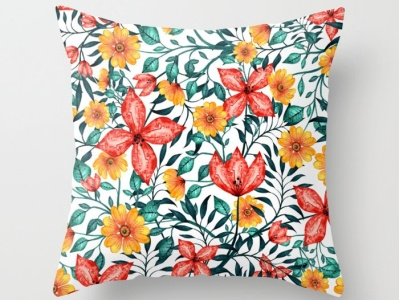 bold and beautiful floral pattern pillows design digital illustration digital painting flower illustration painting pattern vector watercolor watercolor art
