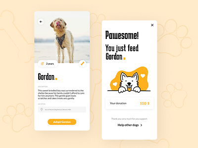 Pets adoption app concept dog interface mobile app mobile ui pets ui ux