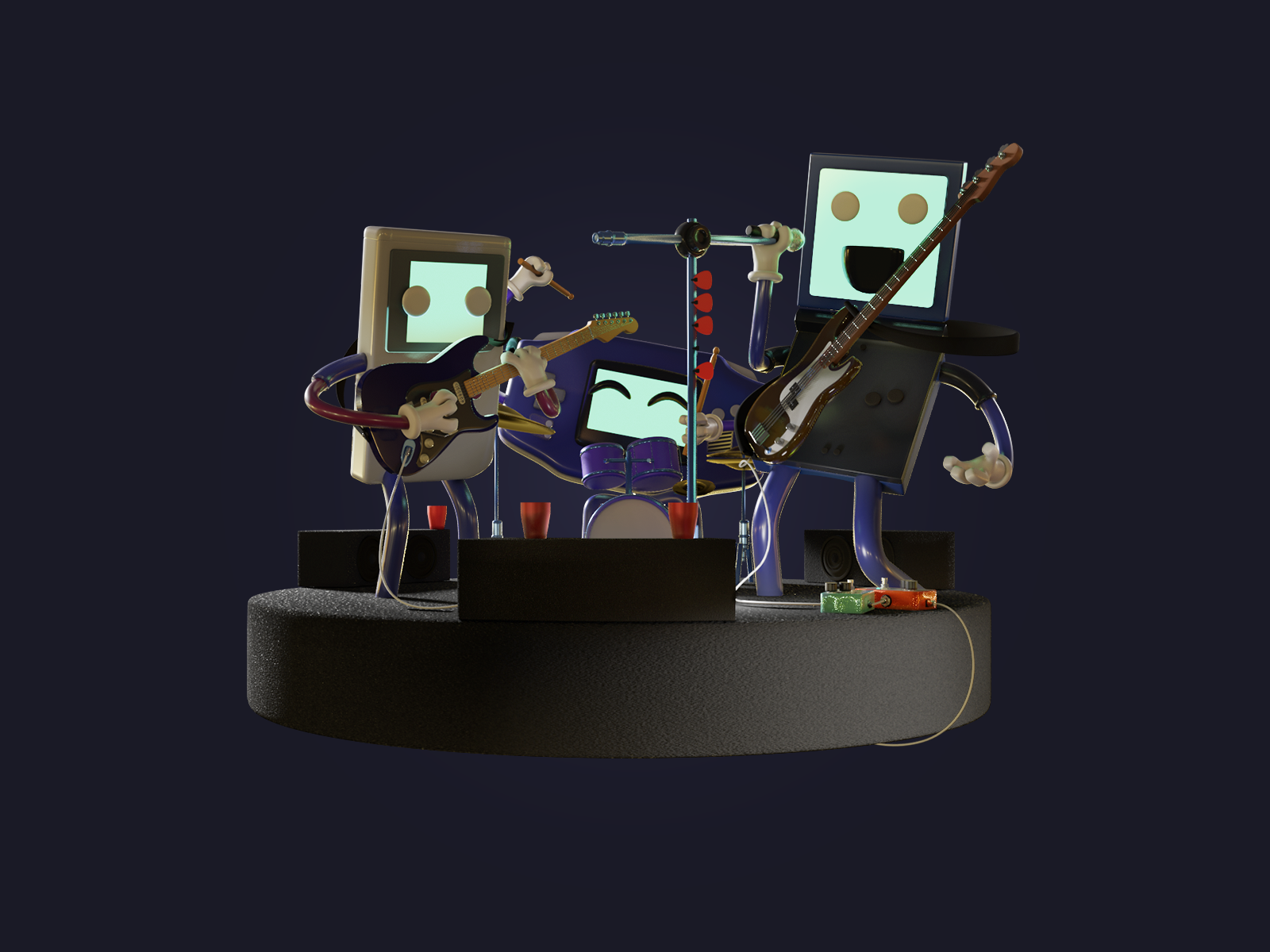 The Gameboy Boys Band 3d 3dcharacter band blender blender3d cartoon design eevee fun gameboy illustration music nintendo render