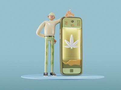 Weed Character APP 3d blender blender3d blunt cannabis character cycles design greenhouse illustration illustrations manager marijuana render stoner ui weed