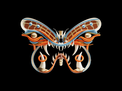 Butterfly Mask 3d animal blender blender3d branding butterfly design illustration logo mask oni