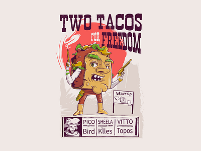 Western Taco design food illustration pop art poster taco western