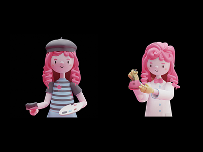UI Avatar 3d avatar blender character chemistry design illustration painter pink pinky scientist ui