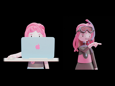 UI Avatar 3d avatar blender branding character design illustration pink pinky snorkel ui