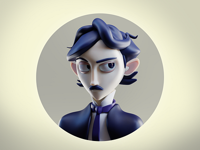 Edgar Allan Poe 3d blender cartoon art character edgar allan poe gothic poetry portrait render stylized