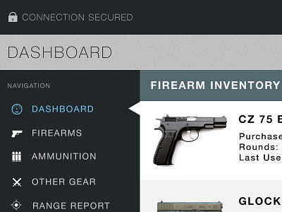 Firearm Inventory Dashboard admin control panel dashboard firearm web app webapp