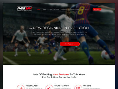 Pro Evolution Soccer Website Concept evolution flat football game icons online playstation pro evolution soccer soccer ui video game xbox