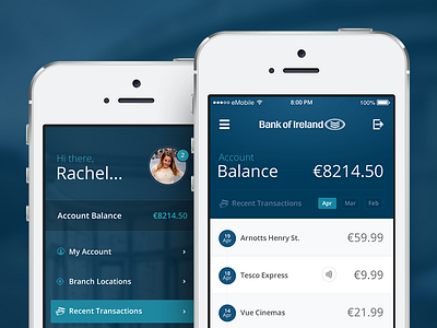 Bank of Ireland Mobile Banking App Concept banking contactless data finance icons interface iphone ireland mastercard numbers ui visa