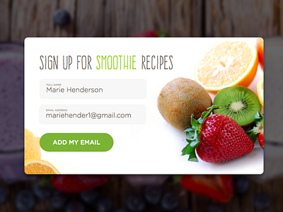 Daily UI #001 - Sign Up daily form fruit fun green lightbox signup smoothie ui up