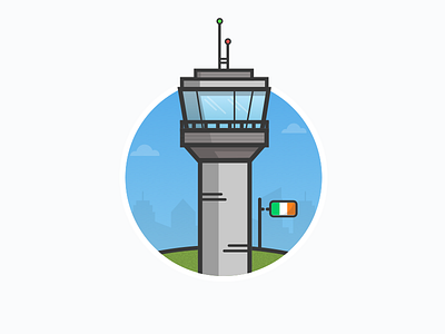 Control Tower airport clouds control dublin flag illustration ireland tower