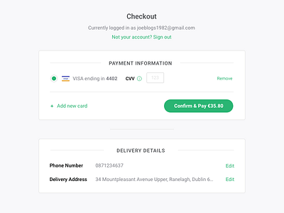 Checkout Page (Signed in user) buy card case study checkout credit debit delivery order payment shop user