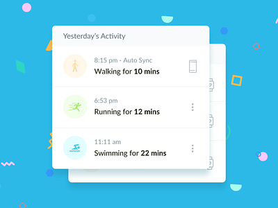 Activity Component activities activity android component device exercise healthcare healthcare app ios time timeline tracking ui