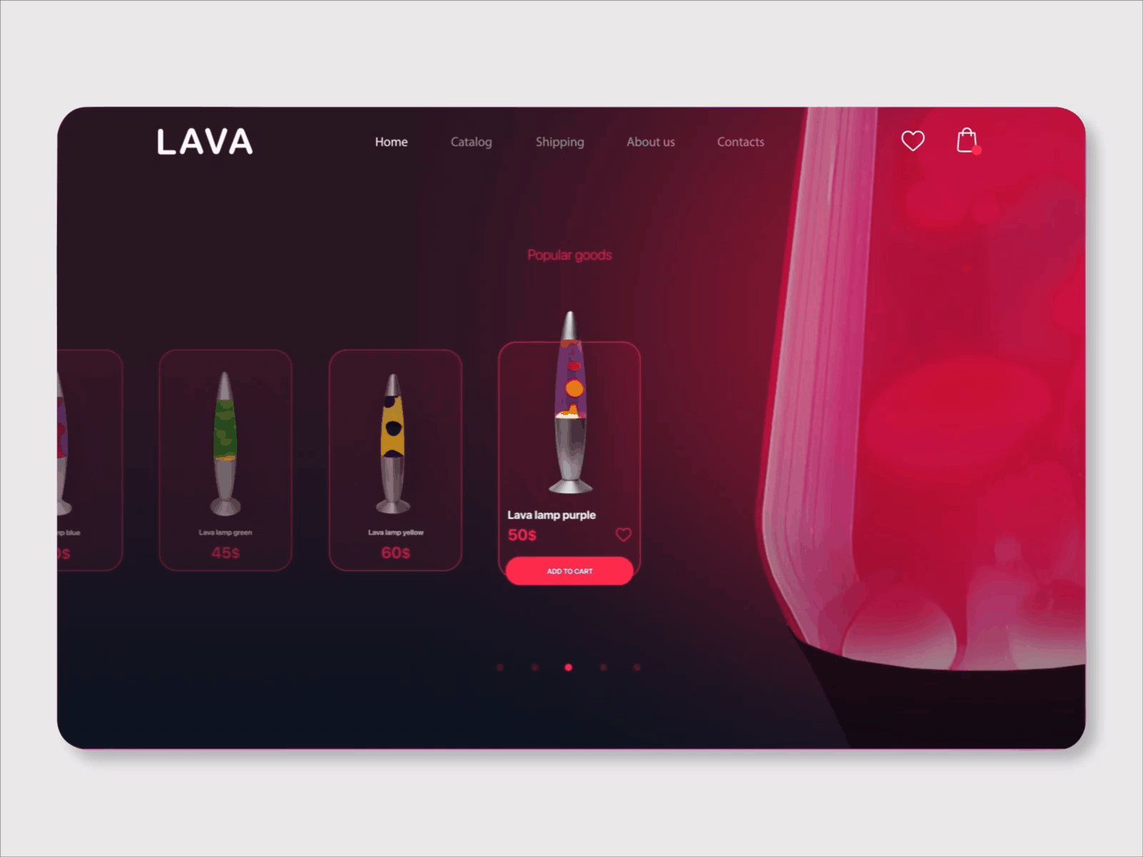 Web design for lava lamp store adobexd after effects animation design figma lava lamp online store ui ui ux uiux ux web webdesign