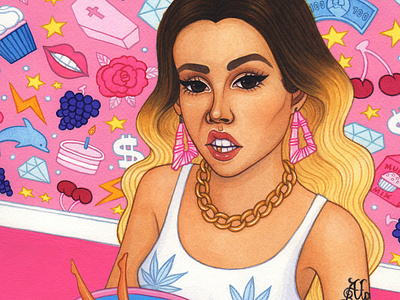 Lil Debbie celebrity portrait editorial illustration gouache illustration lil debbie painting portrait portrait art traditional illustration