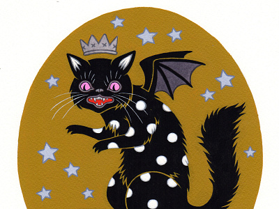 Dance Macabre black cat gouache halloween illustration macabre art painting pop surrealism traditional illustration