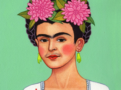 Frida celebrity portrait frida frida kahlo gouache illustration painting portrait portrait art portrait illustration traditional illustration