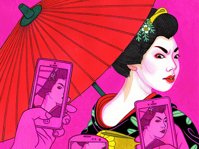 How to Appreciate Japanese Culture editorial illustration geisha illustration japanese culture painting the stranger tourism traditional illustration