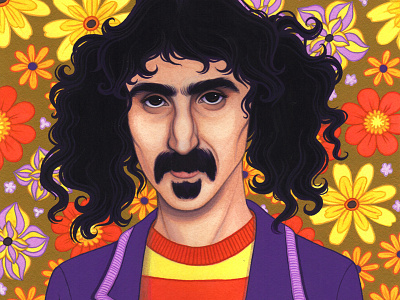 Frank Zappa 60s 70s celebrity portrait frank zappa gouache illustration mothers of invention musician painting pop surrealism portrait portrait art portrait illustration traditional illustration