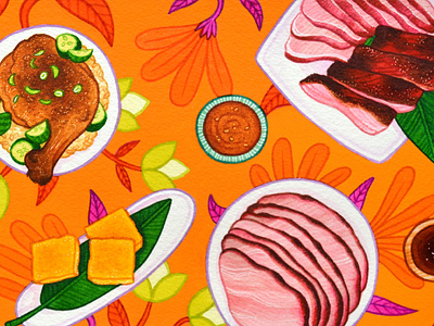 Postmates editorial illustration filipino filipino food food and beverage food and drink food art food illustration gouache illustration painting postmates traditional illustration