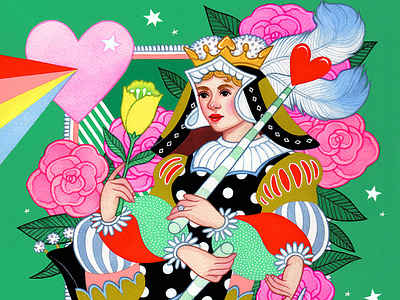 Kings And Queens editorial illustration face cards gouache illustration king kings and queens painting playing cards pop art pop surrealism queen traditional illustration