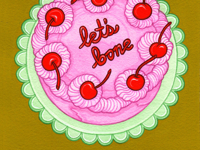 Cherry Bomb editorial illustration food art food illustration gouache illustration painting traditional illustration valentine valentine cake vintage cake vintage recipe vintage valentine