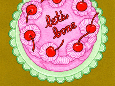 Cherry Bomb valentine vintage valentine valentine cake vintage cake vintage recipe food art food illustration editorial illustration gouache traditional illustration painting illustration