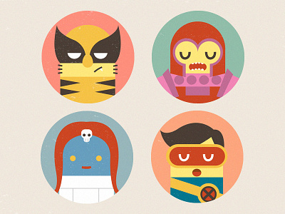 X-Men badges clean flat graphic design icon illustration marvel vector x men