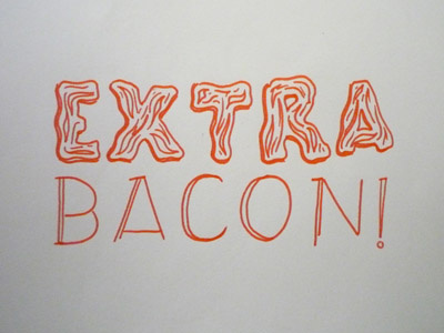 Bacon bacon hand drawn pen red sketchbook type