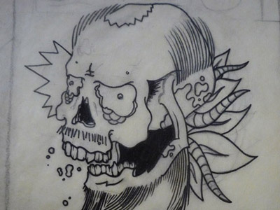 Skull With Buscemeyes black buscemi hand drawn illustration pen sketchbook skull