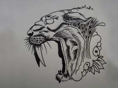 Saber black hand drawn illustration pen saber tooth sketchbook tiger