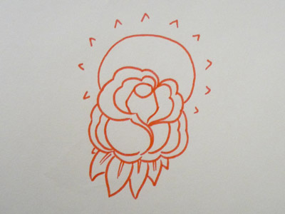 Rose illustration pen red sketchbook