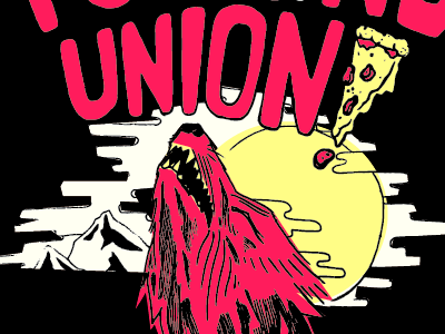 we are the fucking union! hand drawn illustration joint pizza shirt wolf