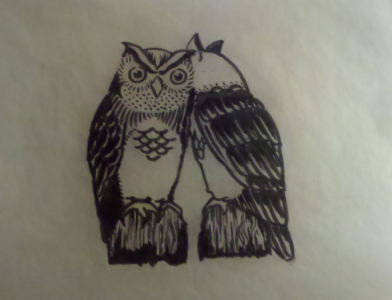 plastic owls brush hand drawn owl pen
