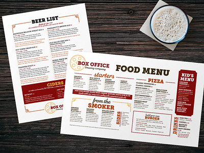 Box Office Menu Mockup branding brewery brewery logo design drinks menu logo menu menu design typography