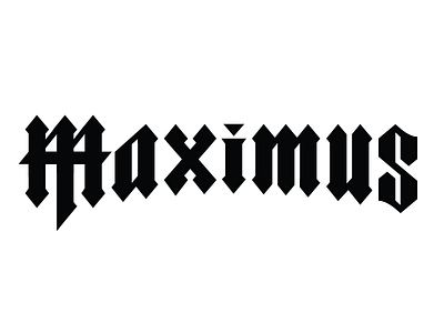 Maximus black letter custom type gothic logotype word mark