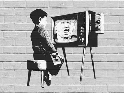 The brainwashed generation banksy brainwashing political stencil trump tv