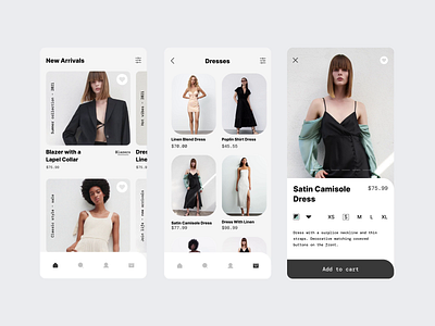 Clothing Store App - More Screens animation app app design clothing design ecommerce fashion figma gif ios minimal mobile motion graphics online shopping shop shopping store transition ui ux