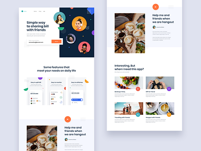 #Exploration - Landing Page for Split Bill App android app clean color design geometric homepage ios iphone landing page ornament overlapping shape typography ui ux web website whitespace