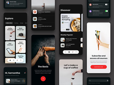 #Exploration - Online Course App android animation app bold card clean dark design education flow gif interaction ios iphone photo prototype ui ux video whitespace