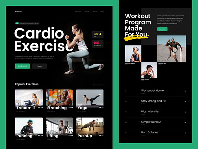 Workout Website bold clean design desktop exercise fitness grid gym homepage landing page mobile photography sport typography ui ux website whitespace workout yoga